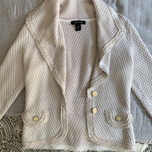 White House Black Market Cream Knit Cardigan